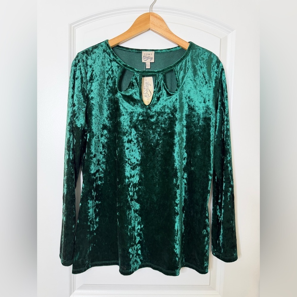 Como Vintage Emerald Velvet Blouse 90s Friends Sitcom